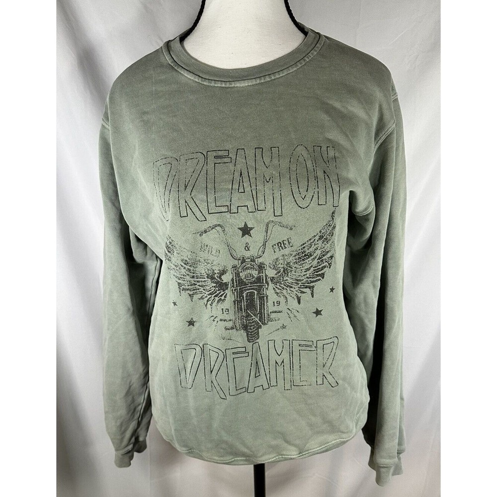 Zutter Sweatshirt Green Dreamer Graphic Long Sleeve Crew Neck Womens Size Small